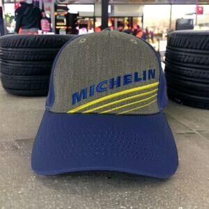 Michelin Tires Blue Yellow Gray Adjustable Hat Cap Employee - GUC